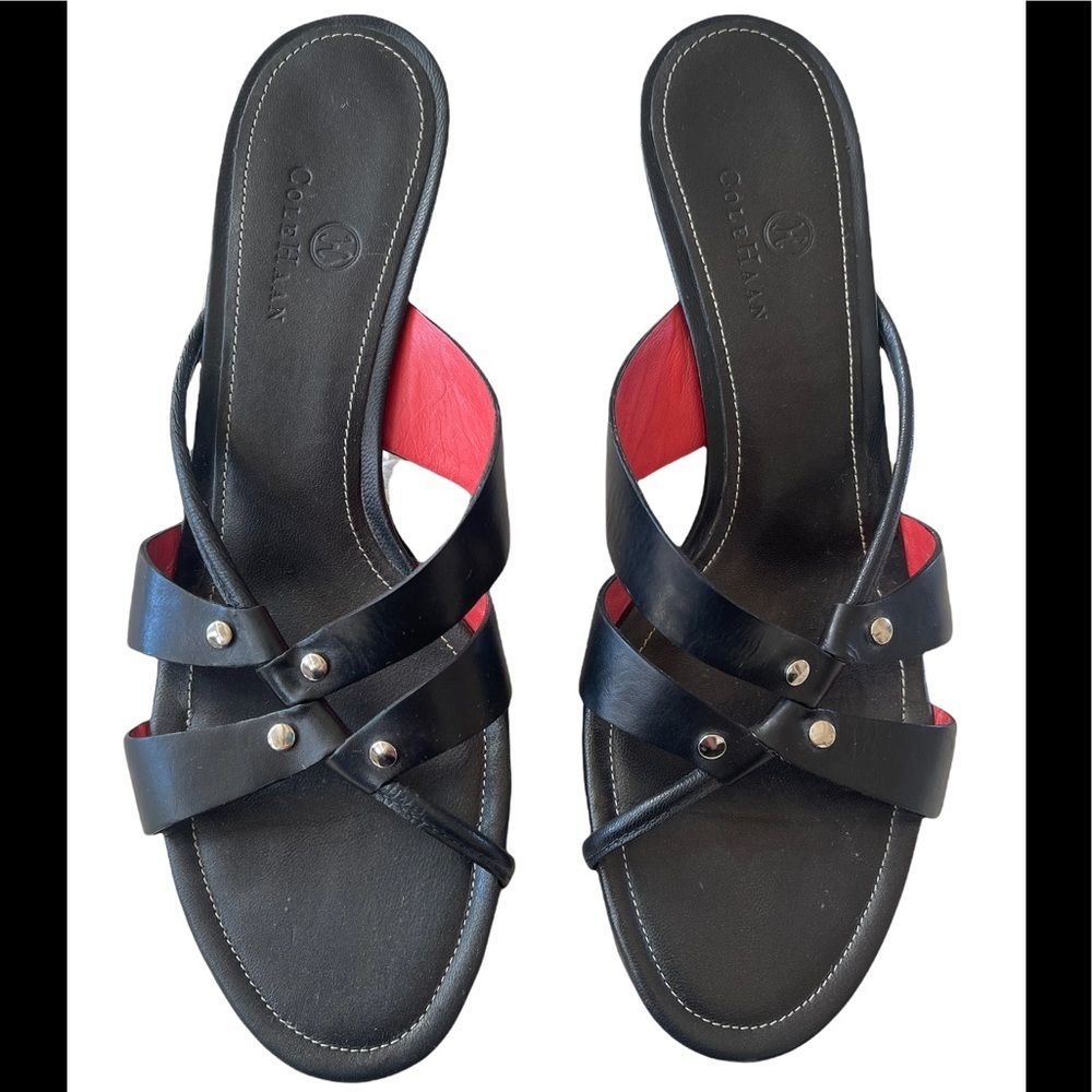 Cole Haan black leather sandals sz 9